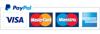 Logo of PayPal and major credit cards.